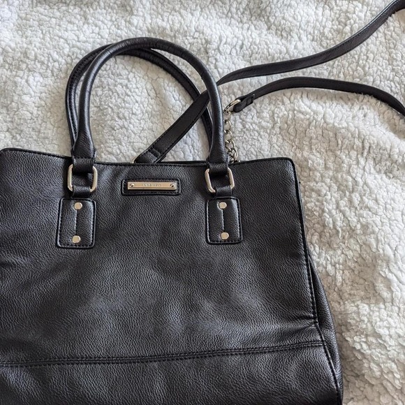 Nine West Handbags - 9 West black black leather shoulder bag with silver hardware